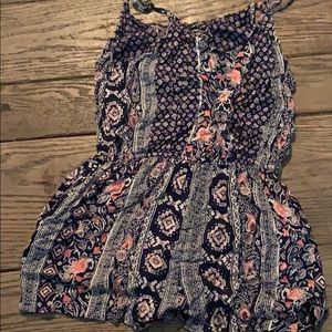 Navy blue patterned romper